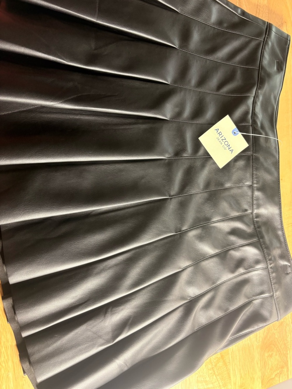 Arizona Faux Leather Pleated Mini Skirt - Black